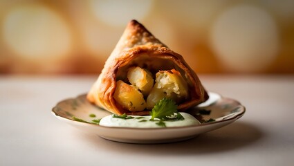 Delicious Fried samosas with vegetable filling, popular Indian snacks