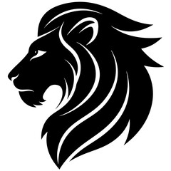 Lion head vector silhouette, Lion head icon, Lion Svg
