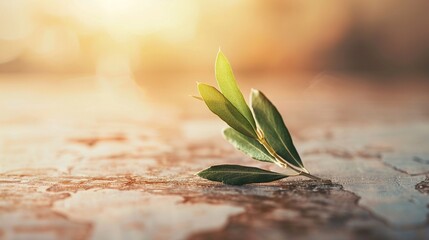 An olive branch extending across an international map with a vast, empty area, symbolizing global peace and unity 8K , high-resolution, ultra HD,up32K HD