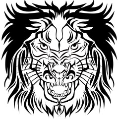Lion image tattoo with transparent background. Perfect for icons, logos, stickers and tattoo designs