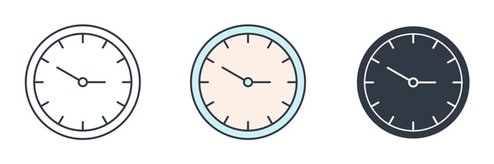 Clock icon symbol vector illustration isolated on white background