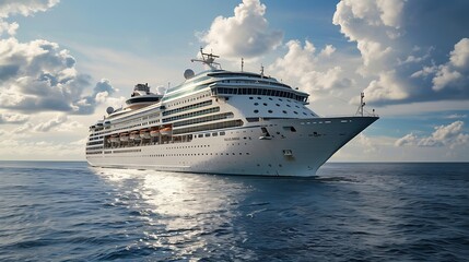 Cruise Ship Cruise Liners beautiful white cruise ship above luxury cruise in the ocean concept exclusive tourism travel on holiday take a vacation time on summer : Generative AI