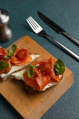 bruschetta with salted salmon and cream cheese