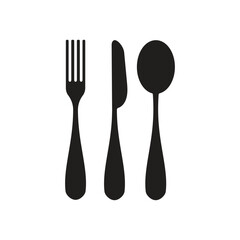 Spoon fork and knife vector icon isolated on white background