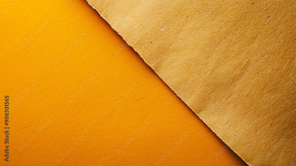 Aufkleber blank solid yellow orange tone color paint on environmental friendly cardboard box kraft paper textu