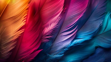 Fototapeta premium Colorful feather background Copy space : Generative AI