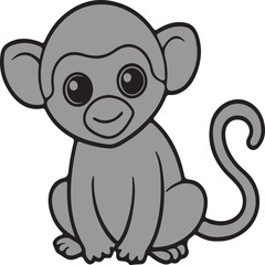 Monkey vector art illustration with a white background