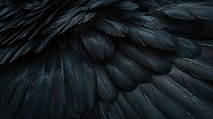 Obraz premium Black Raven Feathers Closeup