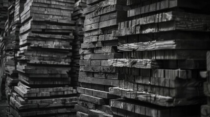 Obraz premium Stacked wooden pallets