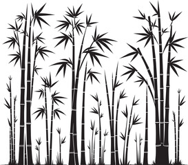 Bamboo plant silhouette vector illustration isolated on a white background