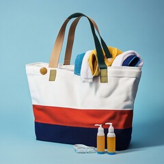 Packed Beach Bag: Towels and Sunscreen for a Day at the Shore