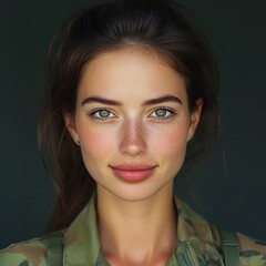 Portrait of a Female Military Operator with a Warm Smile