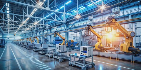 Naklejka premium Smart industry 0 manufacturing technology concept, industry, 0, smart, manufacturing, technology, automation