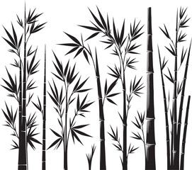 Bamboo plant silhouette vector illustration isolated on a white background