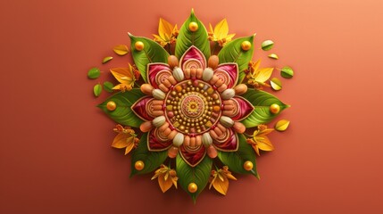 Macaroni Flower on Red Background