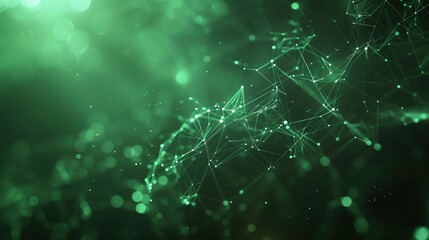 Minimalistic network of glowing green nodes and lines forming abstract geometric shapes