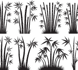 Obraz premium Bamboo plant silhouette vector illustration isolated on a white background