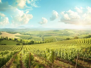 Vineyard landscape with grapevines
