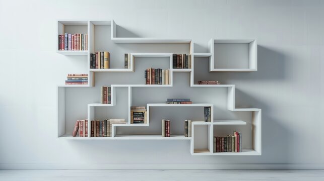 The compact IKEA bookshelf with modular design and white finish, isolated white background.