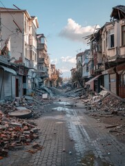 Fototapeta premium Rubble filled city street