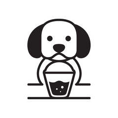 puppy drinking ice logo design vector