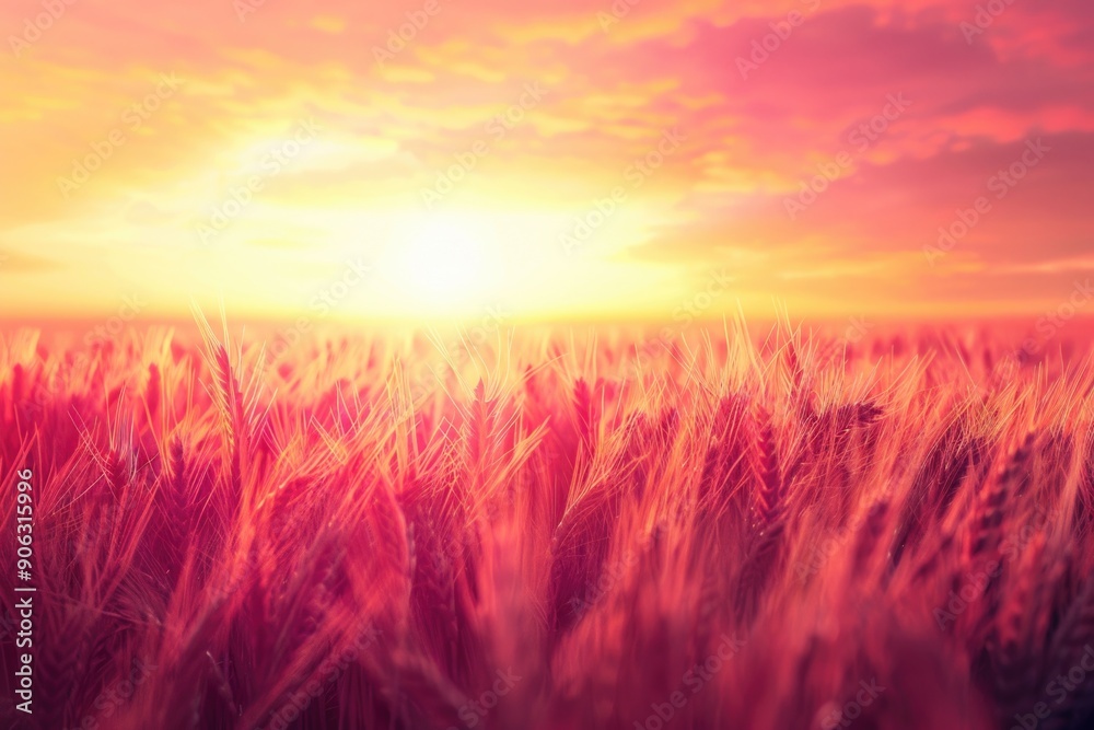 Poster Field of Wheat Sunset