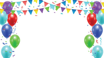 birthday celebration vector. background template with confetti and ribbons. vector illustration