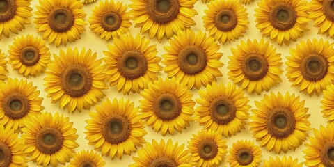 Seamless and life affirming sunflower pattern , sunflower, seamless, vibrant, joyful, nature, floral, yellow, summer