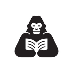 gorilla mascot cute flat cartoon logo design vector