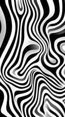Digital black and white curve zebra pattern geometric abstract graphics poster background