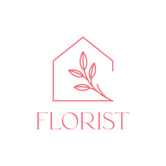 florist house line minimalist logo design vector
