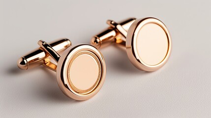 Luxurious pair of cufflinks with personalized initials, polished finish, isolated on a plain...