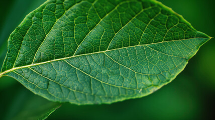 Obraz premium Close up of vibrant Beautiful texture green leaf showcasing foliage, growth, botanical, nature, freshness