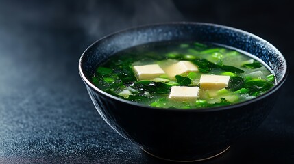 Miso soup with tofu and seaweed, simple and nourishing, traditional Japanese home meal