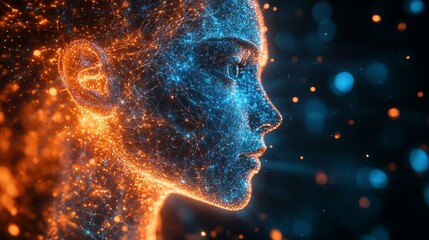 Obraz premium Holographic financial advisor, symbolizing AI-driven personal finance.