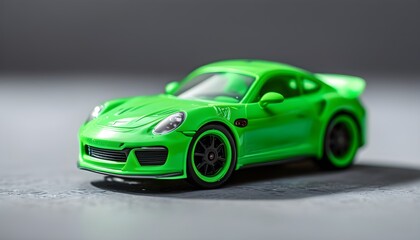 A green simulation sports car model with a delicate and delicate appearance shows speed and design beauty.