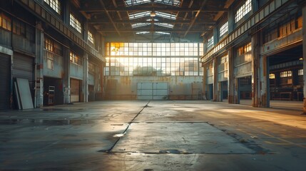 Empty warehouse interior  From the Offset Collection : Generative AI