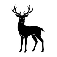 Obraz premium Deer Silhouette Vector Illustration White Background