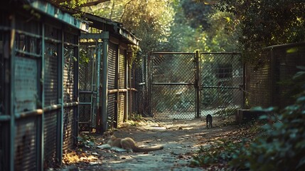 Old abandoned Los Angeles Zoo enclosures in Griffith Park : Generative AI