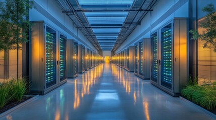 Clean energy-powered data center, symbolizing green tech infrastructure.