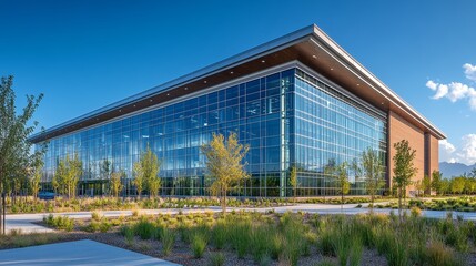 Obraz premium Renewable energy research center, symbolizing innovation in energy.