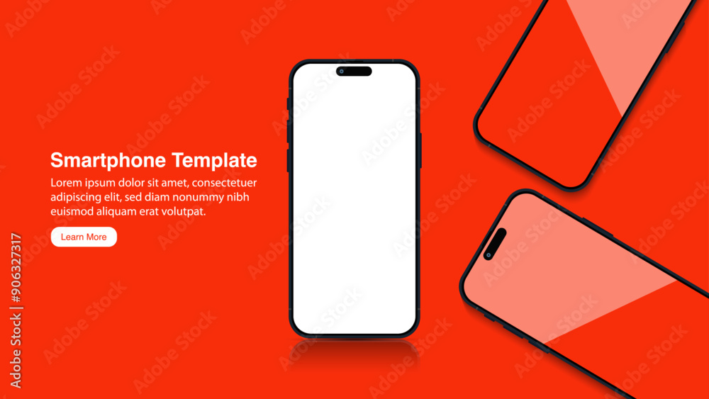 Poster high quality 3d realistic smartphone mockup banner for ui and ux presentations - front view of cell 