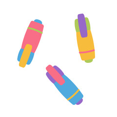 Markers set. Colorful markers isolated. Set of markers on white background. Icons markers, pens for art school or office. Writing, drawing and crafting colorful tools for kids. Vector illustration