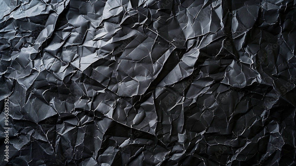 Poster empty crumpled wet black paper blank texture copy space wall horizontal background : generative ai