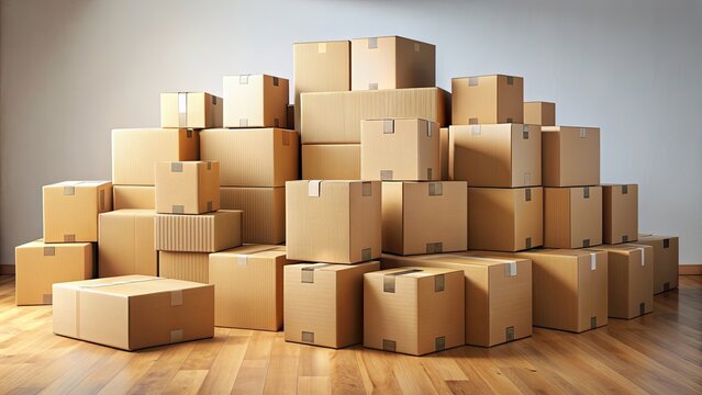 Cardboard box packages for shipping and storage , cardboard, packaging, boxes, shipping, storage, delivery, corrugated