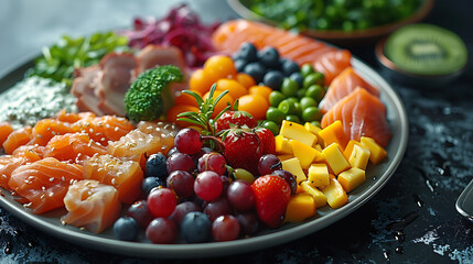 Image of a balanced meal plan featuring a variety of healthy foods demonstrating the importance of a nutritious diet for overall wellness