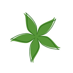 Doodle flower leaf line decoration boho simple inspired by jasmine that can be used for sticker, book, scrapbook, icon, decorative, e.t.c with aesthetic green colorful color
