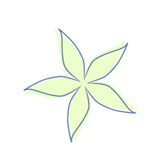 Doodle flower leaf line decoration boho simple inspired by jasmine that can be used for sticker, book, scrapbook, icon, decorative, e.t.c with aesthetic green colorful color