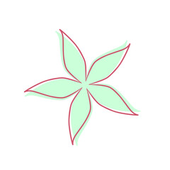 Doodle flower leaf line decoration boho simple inspired by jasmine that can be used for sticker, book, scrapbook, icon, decorative, e.t.c with aesthetic green colorful color