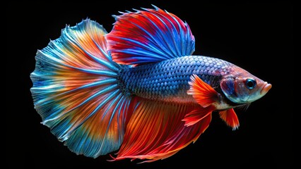 Fototapeta premium Beautiful siamese fighting fish in a display of vibrant colors and graceful movement, aquarium, Betta fish, underwater